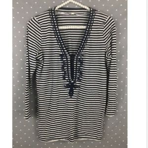 J.Crew Knit Top Crochet Small Striped Long Sleeve
